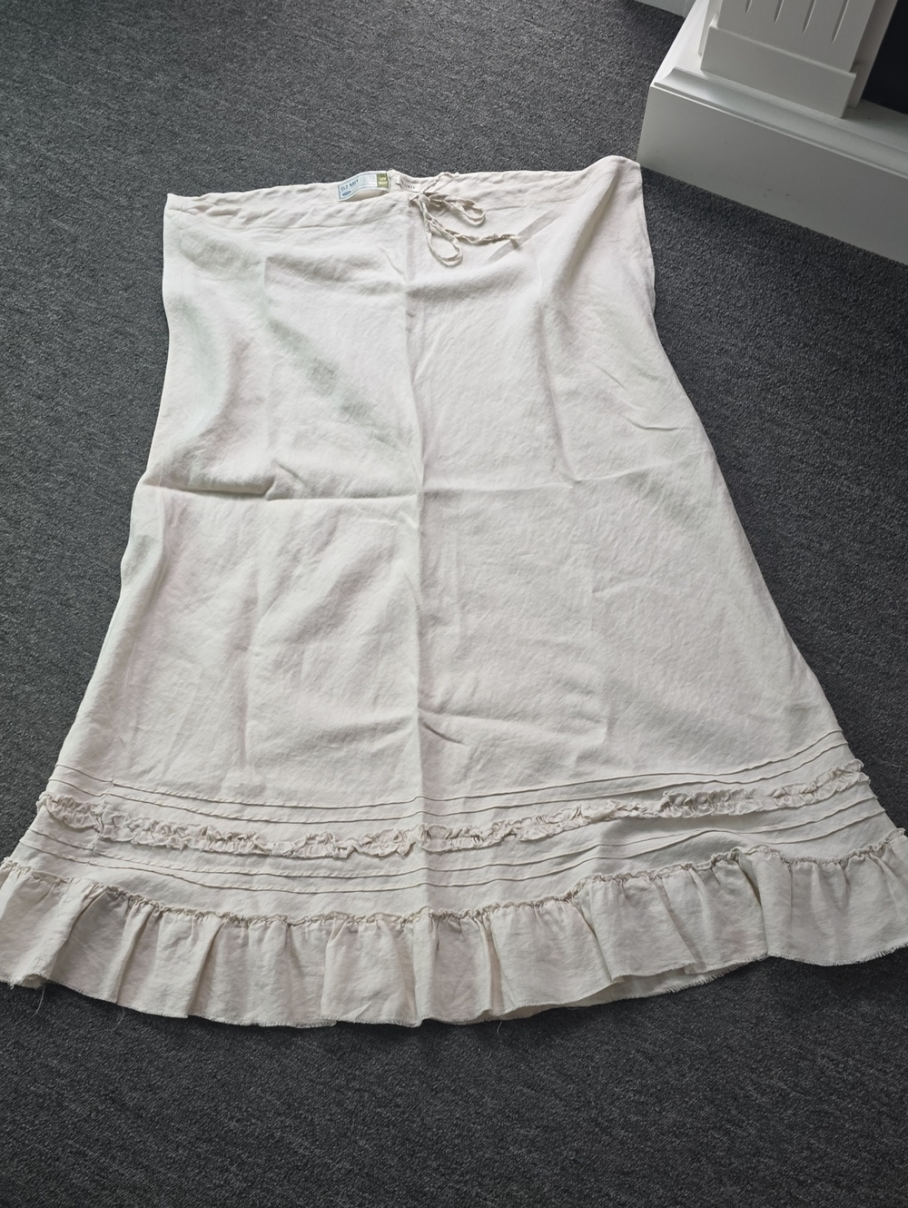 Old Navy Cream A-Line Maxi Skirt with Ruffle Trim